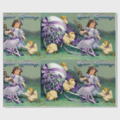  paasmakerij Girl Egg Chick Carriage Cadeaupapier (Vlak)