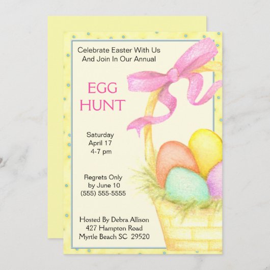 Paasmand Ei Hunt Uitnodiging (Voorkant / Achterkant)