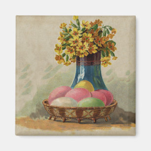 Paasmand Eieren Bloemen Antiek Magneet