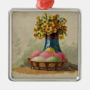 Paasmand Eieren Bloemen Antiek Metalen Ornament