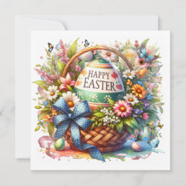 Paasmand Eieren & Lente Bloemen Feestdagenkaart