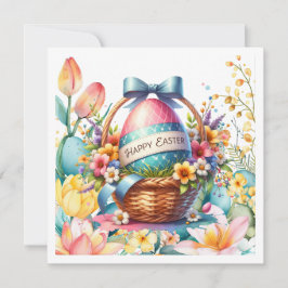 Paasmand Eieren & Lente Bloemen Feestdagenkaart