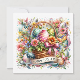 Paasmand Eieren & Lente Bloemen Feestdagenkaart