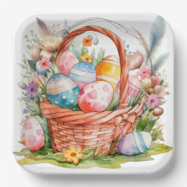 Paasmand Eieren & Lente Bloemen Papieren Bordje