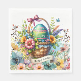 Paasmand Eieren & Lente Bloemen Servet
