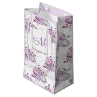 Paasmand en konijn met naam en monogram klein cadeauzakje