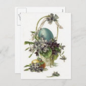 Paasmand gekleurd geschilderd ei violet feestdagenkaart (Voorkant / Achterkant)