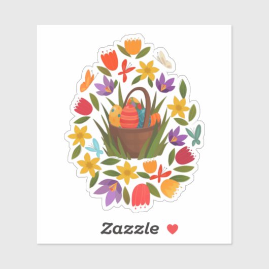 Paasmand & lentebloemen sticker (Vel)