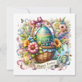 Paasmand met eieren en lente bloemen feestdagenkaart