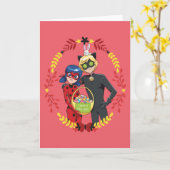 Paasmand met Ladybug & Cat Noir Kaart (Gele Bloem)