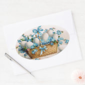 Paasmand met Vergeet-Me-Nots Ovale Sticker (Envelop)
