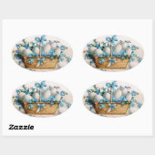 Paasmand met Vergeet-Me-Nots Ovale Sticker (Vel)