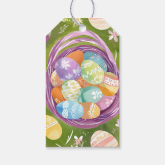 Paasmandje | Lente Pastel Waterverf Cadeaulabel