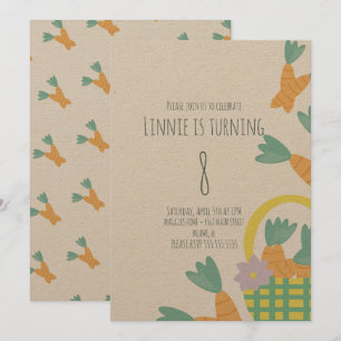 Paasmandje vol wortelstokken op Birthday Kraft Kaart