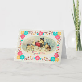 Paasmassa  Musical Chicks met Bloemenrand Feestdagen Kaart