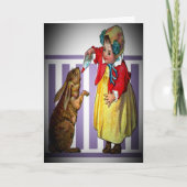  paasmeisje dat konijn voedt, ZSSG Feestdagen Kaart (Voorkant)