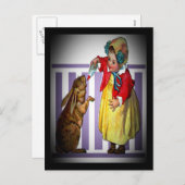  paasmeisje dat konijn voedt, ZSSG Feestdagenkaart (Voorkant / Achterkant)