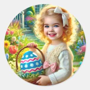 PAASMEISJE - EGG WOW! RONDE STICKER