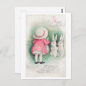  paasmeisje en bunny briefkaart (Voorkant / Achterkant)