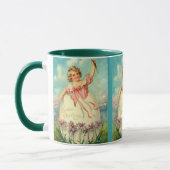  paasmeisje in eieren op paarse bloemen, ZSSG Mok (Links)