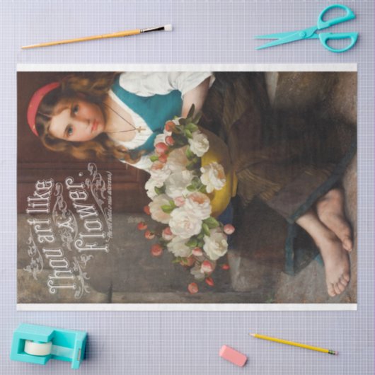  paasmeisje met Rozen ontkoppeling Tissuepapier (Craft)