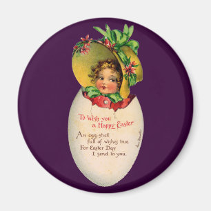 paasmeisje, Victoriaans meisje met Bonnet in eier Magneet