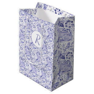 Paasmonogram van Delft Blue & White Rabbit Birds Medium Cadeauzakje