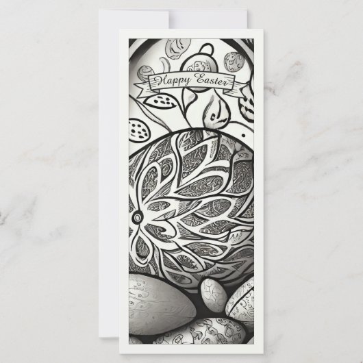 Paasmotief b/w cartoon met paaseieren 97330 (Voorkant)