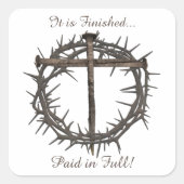 PAASNAGELS EN KROON VAN CHRISTUS VIERKANTE STICKER (Voorkant)