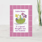 Paaspaasmandje met eitjes voor dochter en man kaart (Voorkant)