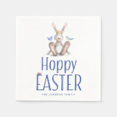 Paaspapier servetten Bunny en Blauwe Hoppy Pasen (Voorkant)