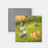 Paasparade met konijn en kippen  magneet (Voorkant / Achterkant)