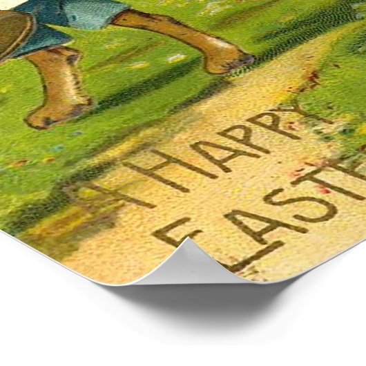 Paasparade met konijn en kippen  poster (Hoek)