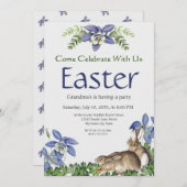 Paaspartij Stijlvolle Blauwe Floral Rabbit Waterve (Voorkant / Achterkant)