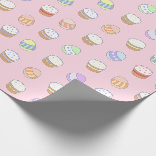 Paaspartjes en eitjes roze cadeaupapier (Hoek)