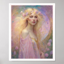 Paaspastel Art Deco Vrouw Blond Haar Rozen