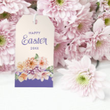 Paaspastel Perzik Bloemen Cadeau Labels