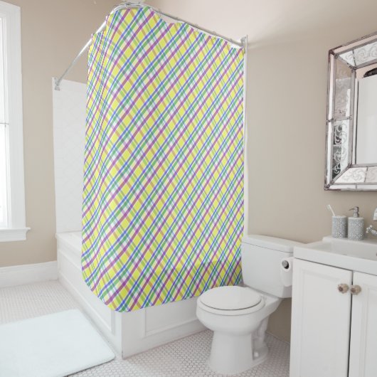 Paaspastel Plaid Spring Pattern Douchegordijn (In situ)