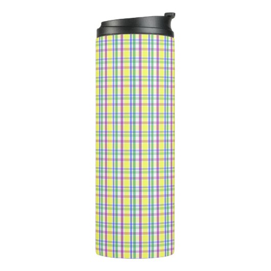 Paaspastel Plaid Spring Pattern Thermosbeker (Gedraaid links)