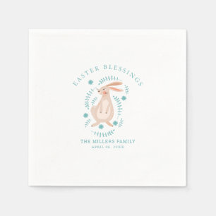 Paaspatroon met eieren, konijntje, kuiken, bloemen servet