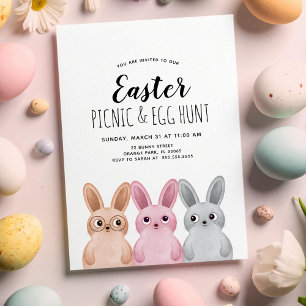 Paaspicknick en Egg Hunt feest met baby konijntjes Kaart