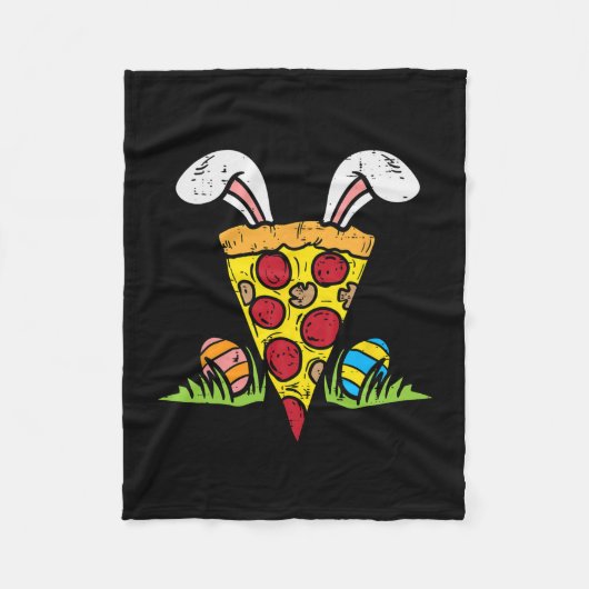 Paaspizza Slice Bunny Oars Leuke Snack Food Lover Fleece Deken (Voorkant)