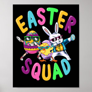Paasplein Bunny Chick Dabbing Colorful Egg Poster