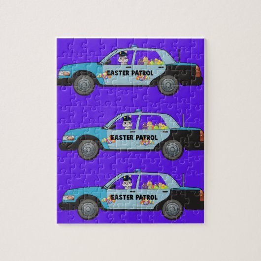 Paaspolitieauto voor patrouillepolitie legpuzzel (Verticaal)