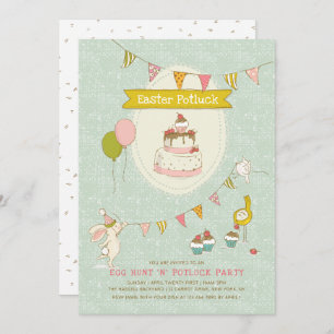 Paaspoot Potluck Egg Hunt Party Kaart