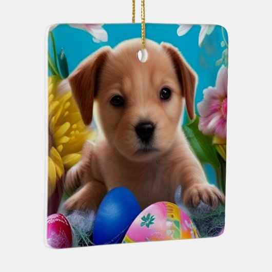 Paaspootbloemen en eierendag keramisch ornament (Rechts)