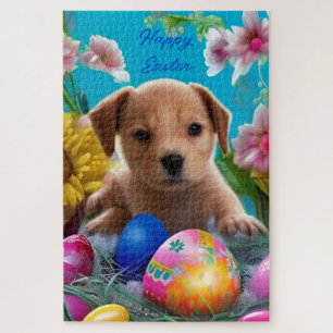 Paaspootbloemen en eierendag legpuzzel