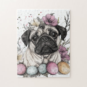 Paaspug waterverf bloemig legpuzzel