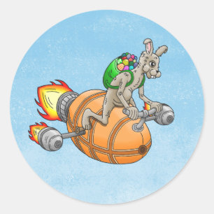 Paasraketkonijn Ronde Sticker