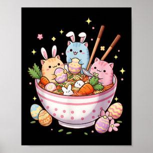 Paasramen Katten Schattigee Anime Happy Easter Day Poster